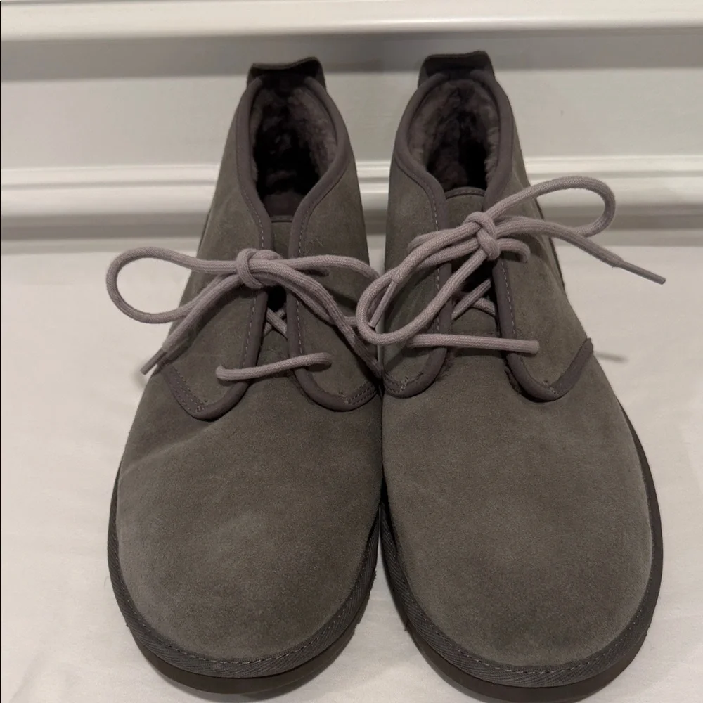 UGG Men’s Maksim Chukka Boots‎ Size 12 Gray Suede Shearling Lined Lace-Up NEW